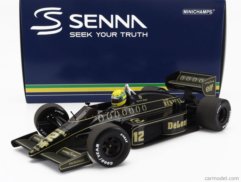 Minichamps Lotus F1 98t Renault Turbo N 12 Sezóna Špinavá verzia 1986 Ayrton Senna 1:18 Čierne zlato