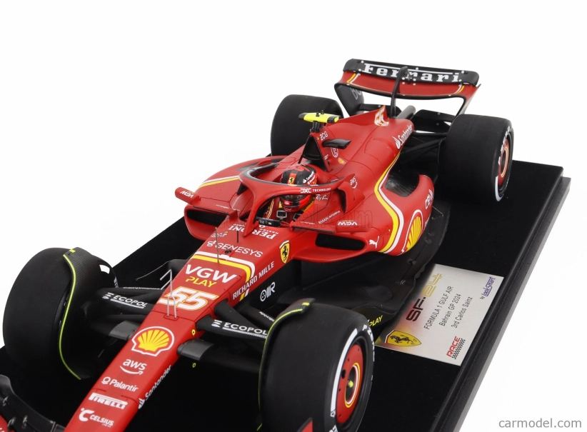 Looksmart Ferrari F1  Sf-24 Team Scuderia Ferrari N 55 3rd Bahrain Gp 2024 Carlos Sainz - Con Vetrina - With Showcase 1:18 Červená Černá