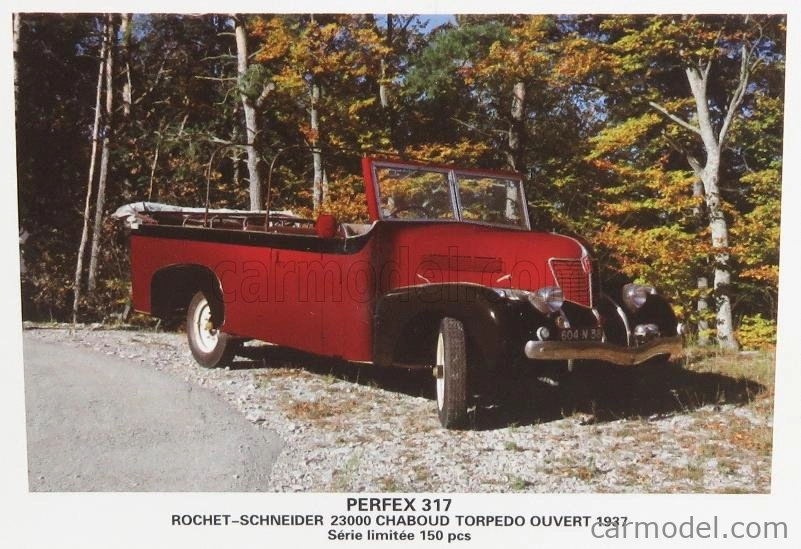 Perfex Rochet-schneider 23000 Chaboud Torpedo Ouvert Bus Open 1937 1:43 červená čierna