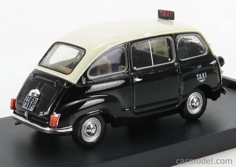 Brumm Fiat 600d Multipla Taxi Genova 1964 1:43 Black Ivory
