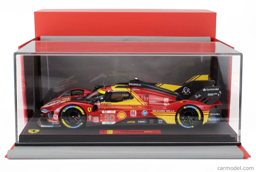 Bbr-models Ferrari 499p 3.0l Turbo V6 Team Ferrari Af Corse N 50 Winner 24h Le Mans 2024 Antonio Fuoco - Miguel Molina - Nicklas Nielsen - Con Vetrina - With Showcase 1:18 Červená Žlutá Černá