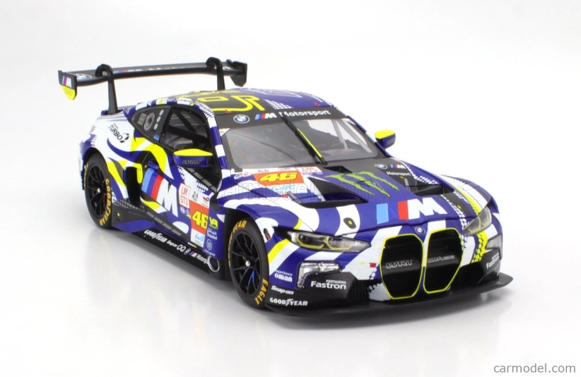 Minichamps BMW 4-series M4 Gt3 Team Wrt N 46 24h Le Mans 2024 Valentino Rossi - Maxime Martin - Ahmad Al Harthy 1:18 Modrá Bílá Černá