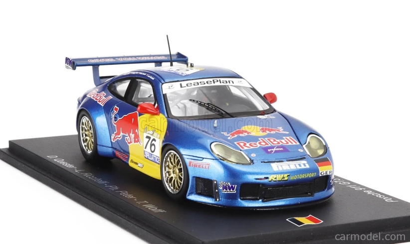 Spark-model Porsche 911 996 Gt3 R Team Rws Motorsport N 76 24h Spa 2002 Luca Riccitelli - Dieter Quester - Philipp Peter - Toto Wolff 1:43 Modrá Žlutá Červená