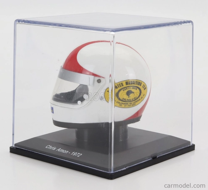 Prilba F1 Casco - Matra Simca Ms120d N 9 Sezóna 1972 Chris Amon 1:5 Biela červená modrá