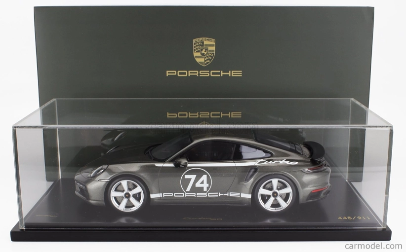 Spark-model Porsche 911 992 Coupe N 74 50th Anniversary 2023 - Con Vetrina - S vitrínou 1:18 Green Aventurine