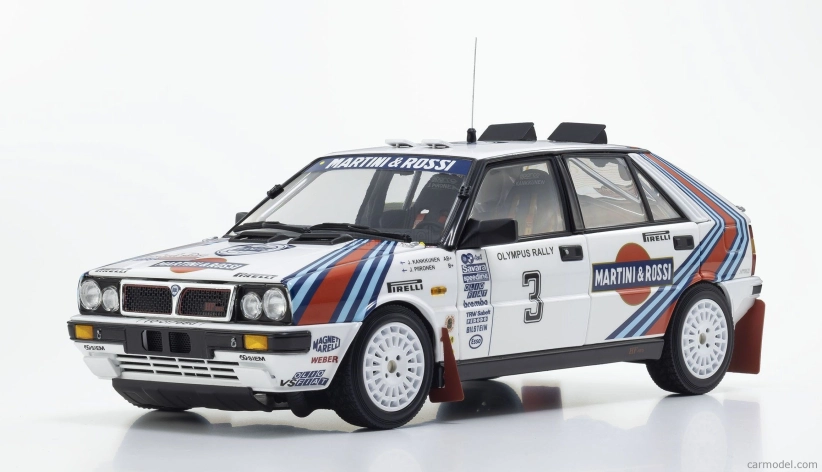 Kyosho Lancia Delta Hf Integrale 4wd Team Martini & Rossi Racing N 3 Winner Rally Olympus Usa 1987 Juha Kankkunen - Juha Piironen 1:18 Bílá Červená Modrá