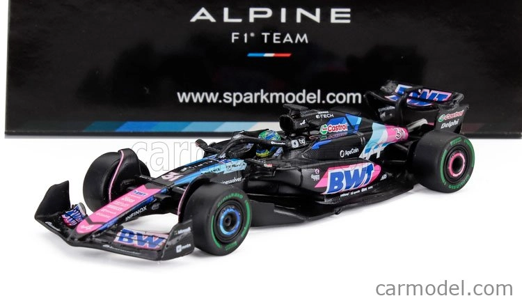 Spark-model Alpine F1 A524 Team Bwt Alpine N 31 2nd Brazilian Gp 2024 Esteban Ocon 1:64 Black Blue Pink