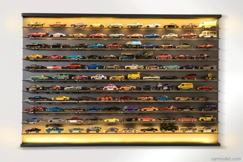 Atlantic Vetrina display box Espositore - Pre 120 Cars 1/64 Lungh.lenght Cm 89.0 X Largh.width Cm 8.0 X Alt.height Cm 61.0 (altezza Utile Tra I Ripiani Cm 4.5 Inner Height Among Shelves) 1:64 Plastic Display