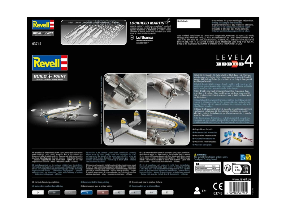 Plastic ModelKit letadlo 03745 - Lockheed L.1049G Super Constellation Lufthansa (1:144)