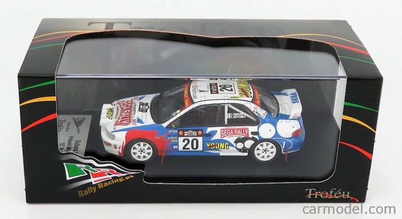 Trofeu Subaru Impreza Wrx (nočná verzia) N 20 Rally Safari 1999 H.miyoshi - E.osawa 1:43 Biela červená svetlomodrá