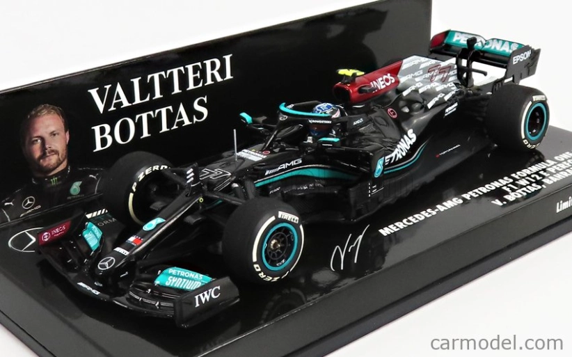 Minichamps Mercedes gp F1 W12 Mercedes M12 Eq Power+ Team Amg Petronas Motorsport Formula One N 77 3rd Bahrain Gp 2021 Valtteri Bottas 1:43 Black Green