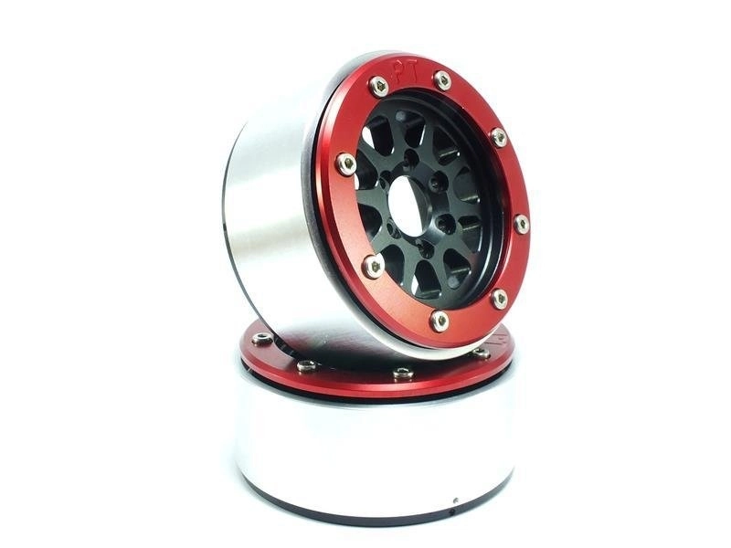 Kovové Beadlock CNC disky Absima Metsafil 1.9 Gear Black/Red, 2ks