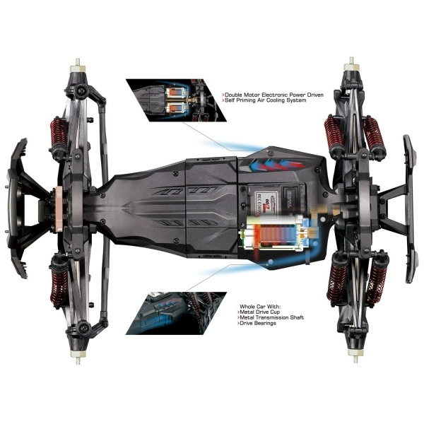 RC monster truck 9125, modrá + náhradná batéria