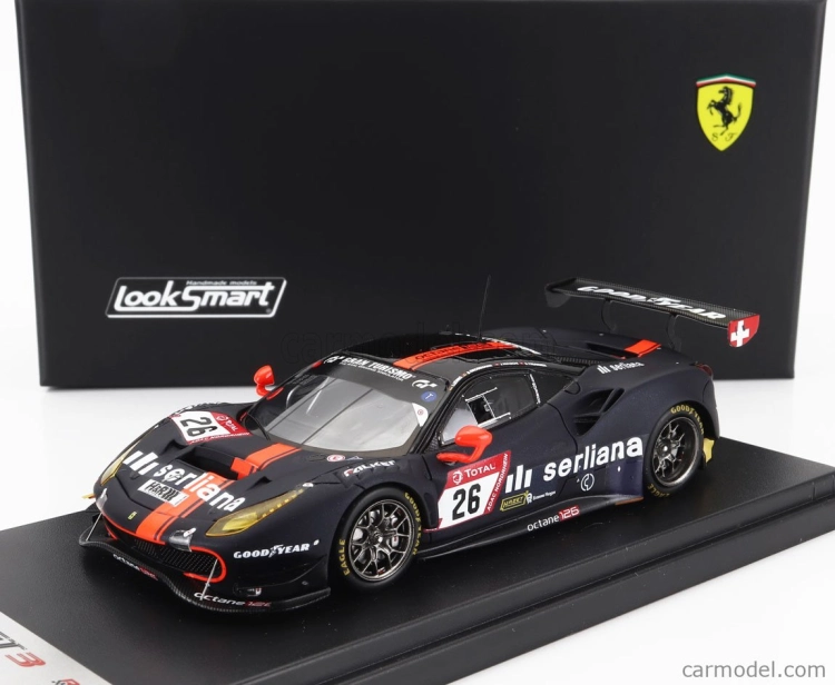 Looksmart Ferrari 488 Gt3 Evo 3.9l Turbo V8 Team Octane 126 Ag N 26 24h Nurburgring 2021 Bjorn Grossmann - Simon Trummer - Jonathan Hirschi - Luca Ludwig 1:43 Matná Modrá Oranžová