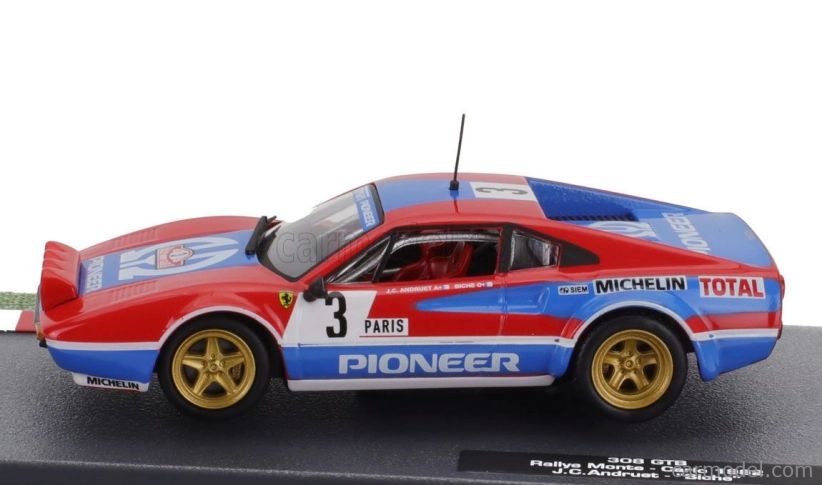 Edicola Ferrari 308 Gtb Gr.4 (night Version) N 3 Rally Montecarlo 1982 Jean Claude Andruet - Michele Petit Biche 1:43 Červená Modrá