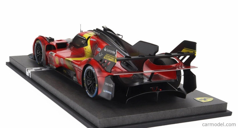 Bbr-models Ferrari 499p 3.0l Turbo V6 Team Ferrari Af Corse N 51 Winner 24h Le Mans (dirty Version - End Of Race) 2023 Alessandro Pier Guidi - James Calado - Antonio Giovinazzi - Con Vetrina - With Showcase 1:18 Červená Žlutá Černá
