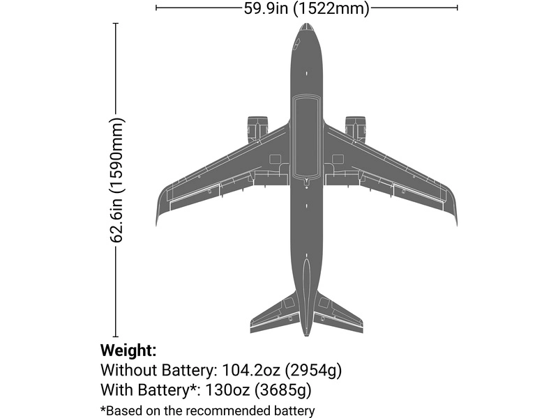 RC letadlo E-flite Airbus A320neo EDF AS3X+ SAFE Select BNF Basic, bílá