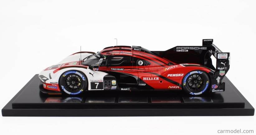 Spark-model Porsche 963 9rd 4.6l Turbo V8 Team Porsche Penske Motorsport N 7 Winner 24h Daytona 2024 Matt Campbell - Dane Cameron - Felipe Nasr - Josef Newgarden - Con Vetrina - S vitrínou 1:18 Červená Biela Čierna