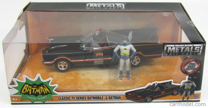 Jada Batman Batmobile 1966 - Classic Tv Series With Figures Batman And Robin 1:24 Černá Červená