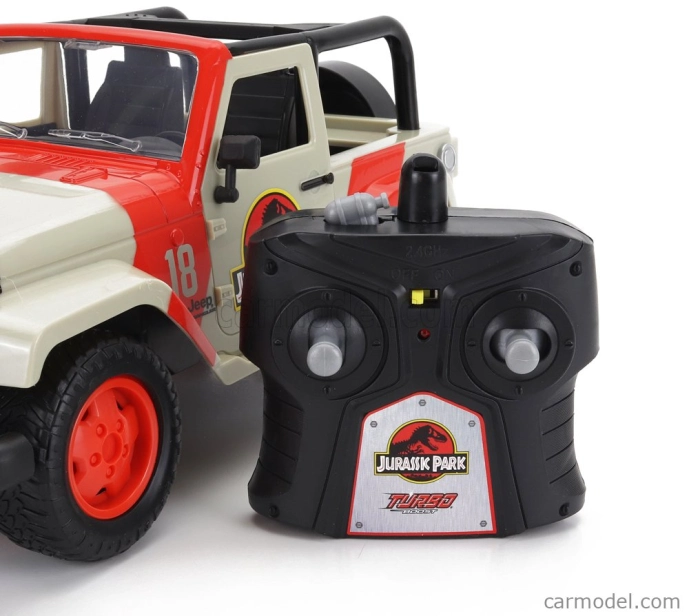 Jada Jeep Wrangler Rubicon Open 2015 - Jurassic World 1:16 Bílá Červená