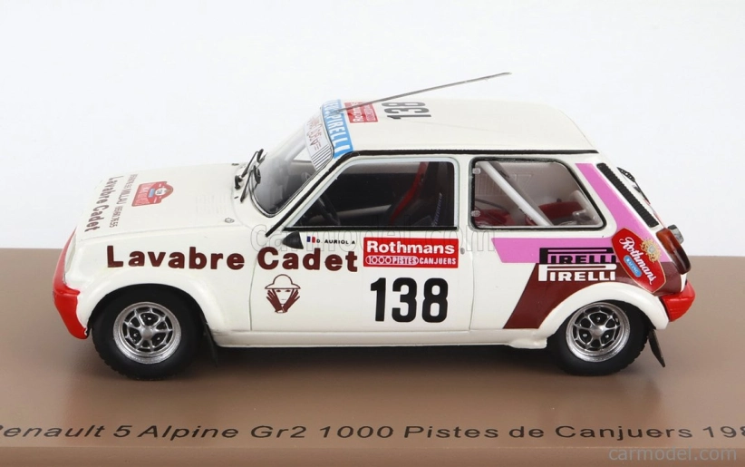 Spark-model Renault R5 Alpine Turbo Gr.2 N 138 Rally 1000 Pistes De Canjuers 1983 D.auriol - J.y.tissiot 1:43 Biela červená