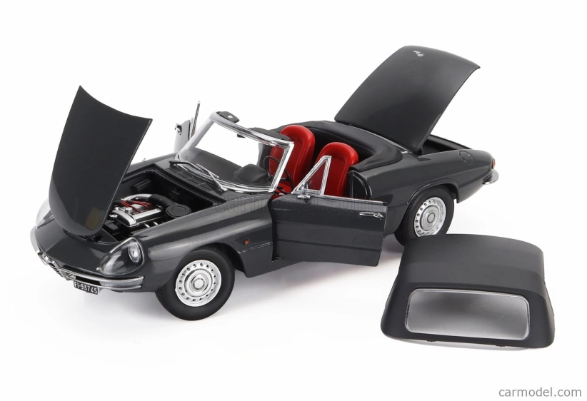 Turistické modely áut Alfa romeo Duetto Spider 1600 Coda Tonda 1966 1:18 Graphite Grey