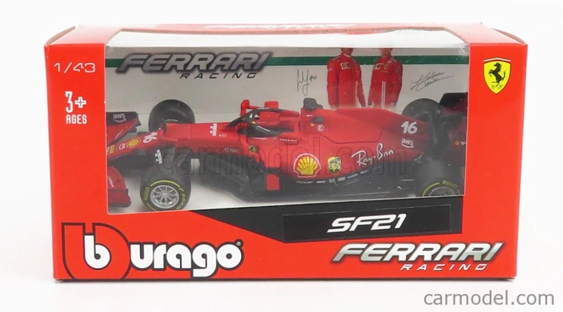 Bburago Ferrari F1 Sf21 Team Scuderia Ferrari Mission Winnow N 16 1:43, červená
