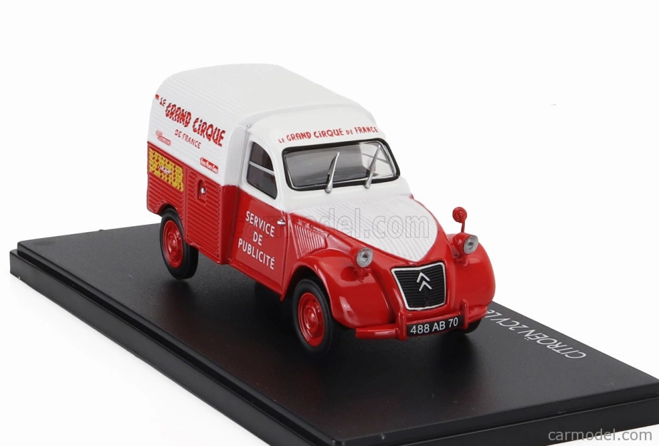 Eligor Citroen 2cv Van Benhur - Le Grande Cirque De France - Service Publicitaire 1:43 Červená Bílá