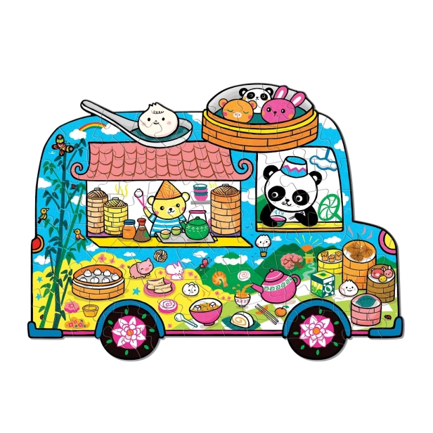 Mudpuppy Puzzle ve tvaru minibusu s občerstvením