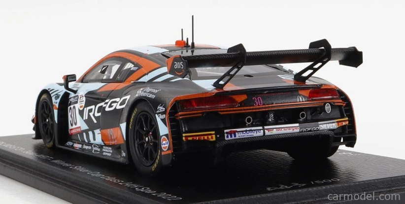Spark-model Audi R8 Lms Gt3 Team Wrt N 30 Winner Silver Cup Class 24h Spa 2022 J.b.simmenauer - B.goethe - T.neubauer 1:43 Bílá Oranžová Černá