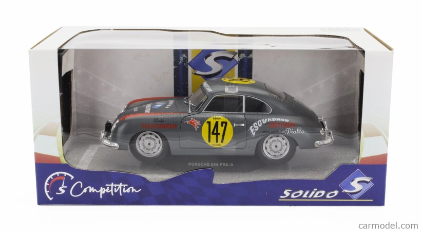 Solido Porsche 356 Pre-a Coupe N 147 Racing Panam 1954 1:18 Šedá Červená