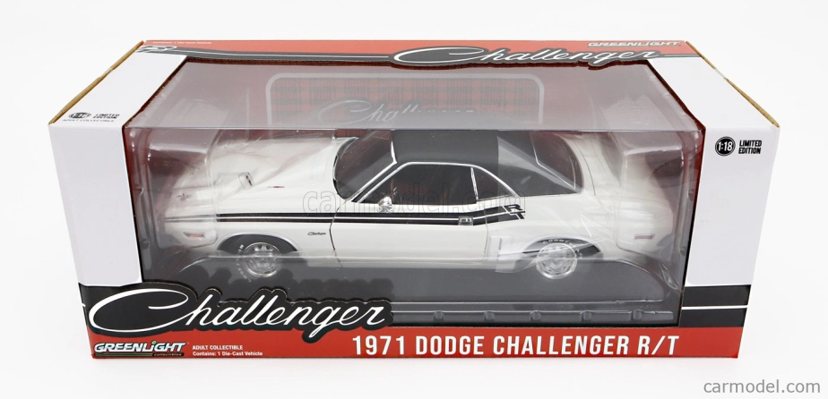 Greenlight Dodge Challenger R/t Coupe 1971 1:18 Bílá Černá