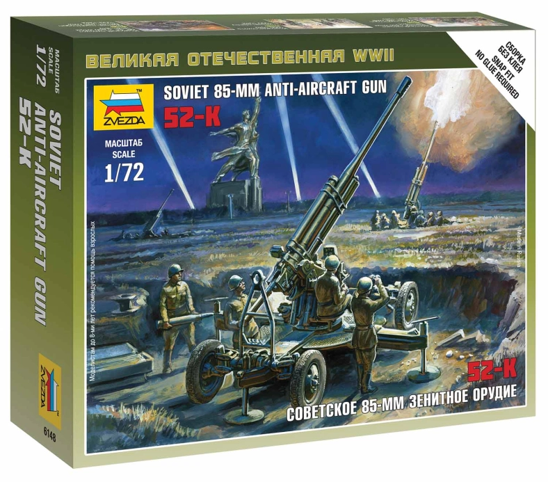 Zvezda figurky - sovětský protiletadlový kanon 85mm (1:72)