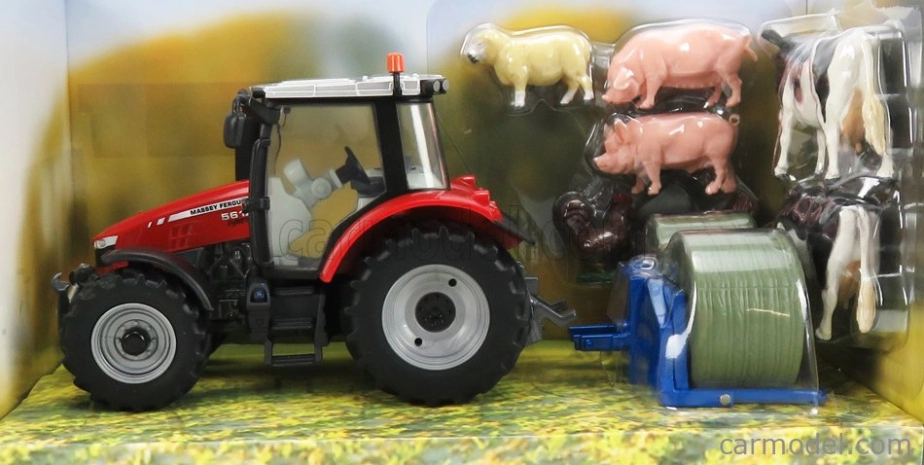 Britains Massey ferguson 5612 Tractor With Animals 2016 1:32 Červená Stříbrná