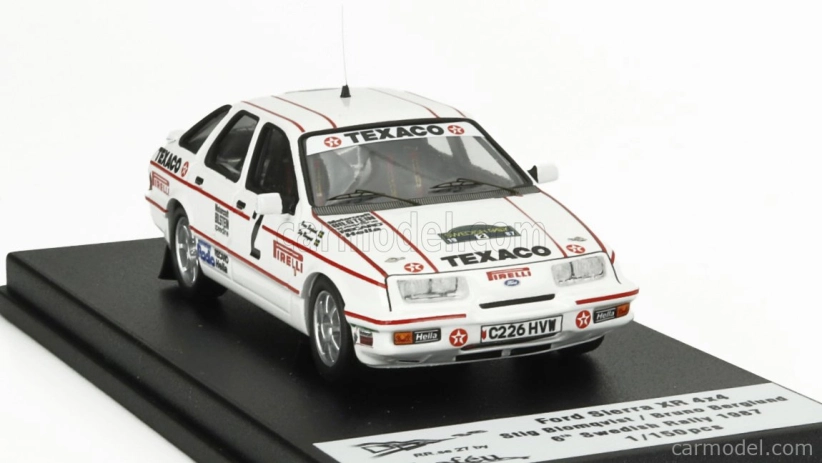 Trofeu Ford england Sierra Xr 4x4 N 2 Rally Švédsko 1987 Stig Blomqvist - Bruno Berglund 1:43 Biela červená