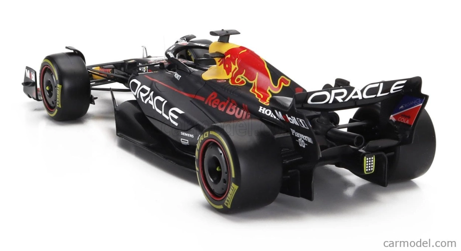 ROZBALENO-Bburago Red bull F1 Rb19 Team Oracle Red Bull Racing N 1 World Champion Season 2023 Max Verstappen 1:24 Matná Modrá Žlutá Červená