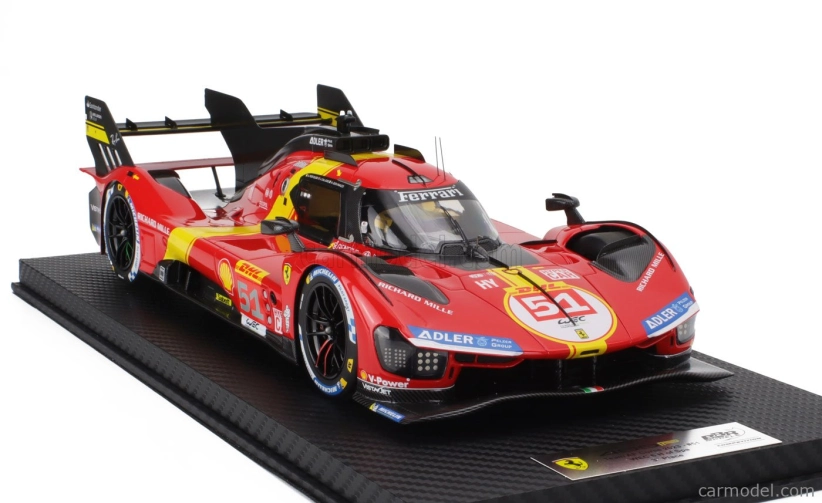 Bbr-models Ferrari 499p 3.0l Turbo V6 Team Ferrari Af Corse N 51 3rd Wec 6h Spa 2023 Alessandro Pier Guidi - James Calado - Antonio Giovinazzi 1:18 Červená Žltá Čierna