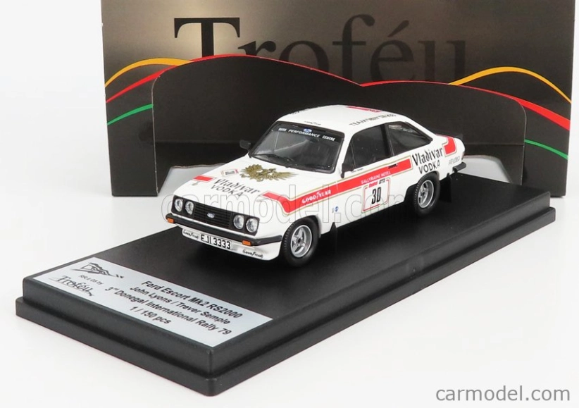 Trofeu Ford england Escort Mkii Rs2000 N 30 3rd Rally Donegal International 1979 J.lyons - T.semple 1:43 Bílá Červená