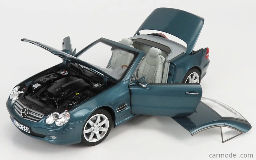 Norev 1/18 Mercedes-Benz SL500 (R230) Cabriolet 2003 – Bleu Métallisé – Modèle Réduit Neuf