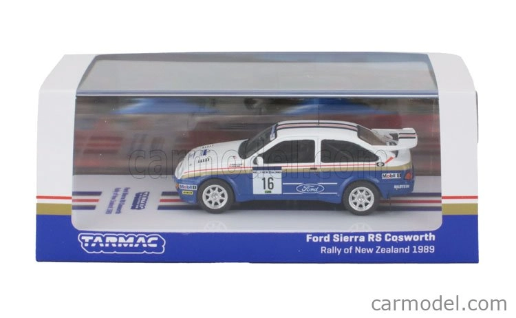Tarmac Ford england Sierra Rs500 Cosworth N 16 Rally Nový Zéland 1989 Saeed Al-hajri - Steve Bond 1:64 Modrá biela