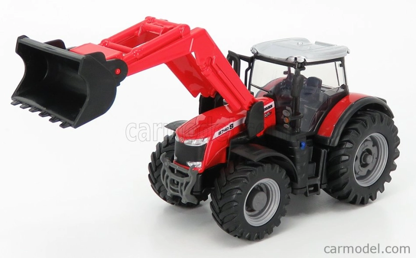 Bburago Massey ferguson 8740s Tractor With Front Loader Scraper 1:50 Red