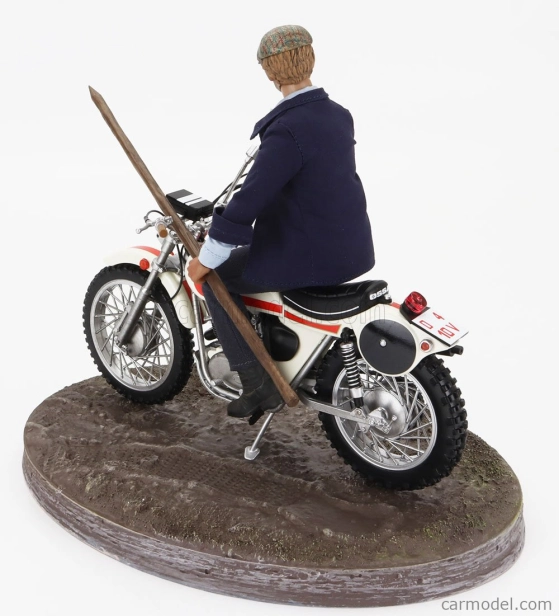 Clc-models Ossa 250 Ae73 Enduro 1973 With Terence Hill Small Action Figure - From Movie - Altrimenti Ci Arrabbiamo - Tv Series - Motorcycle 1:12 White