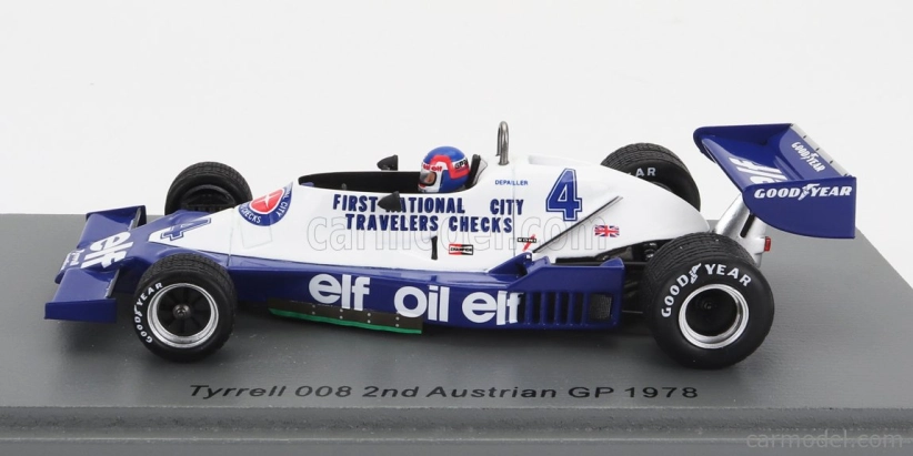 Spark-model Tyrrell F1 008 N 4 2nd Austrian Gp 1978 P.depailler 1:43 Blue White