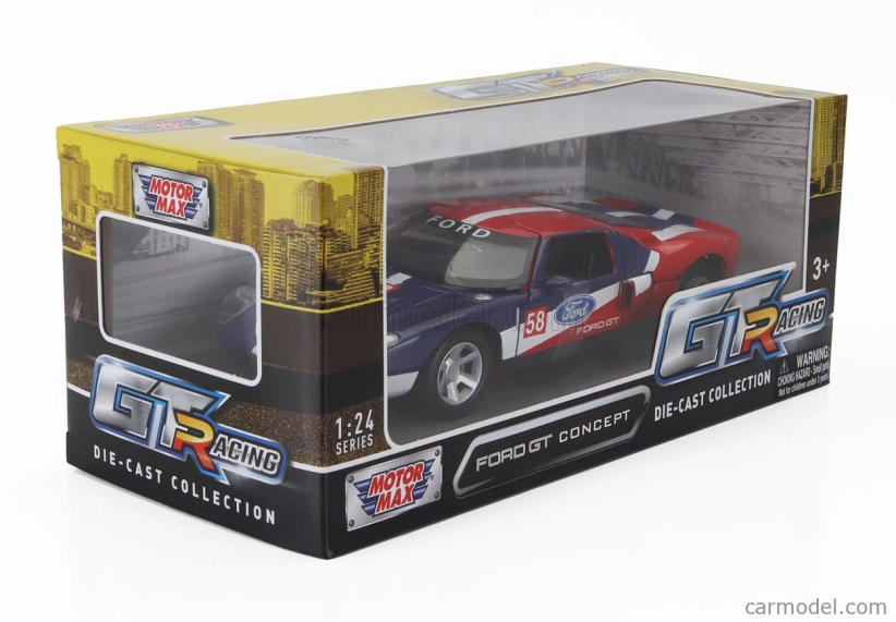 Motor-max Ford usa Gt N 58 Racing 2004 1:24 Modrá Bílá Červená
