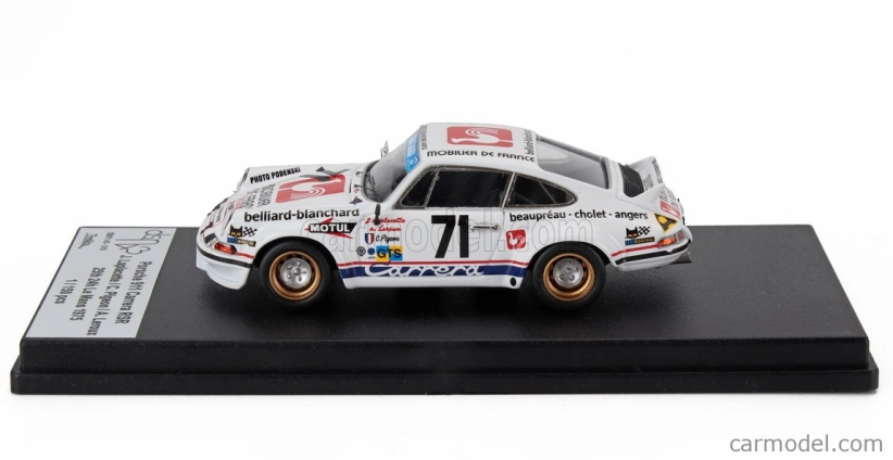 Trofeu Porsche 911 Carrera Rsr Coupe N 71 24h Le Mans 1975 Joel Laplacette - Claude Pigeon - Alain Leroux 1:43 Bílá