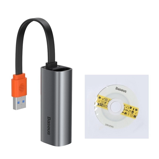 Baseus Steel Cannon USB - LAN, gigabitový sieťový adaptér (sivý)