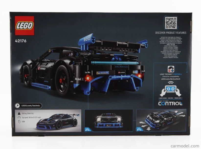 Lego Porsche Lego Technic - 718 Cayman Gt4 E-performance N 0 Racing 2022 1:12 Matná čierna svetlo modrá