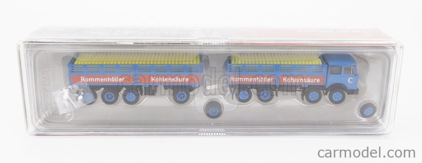 Brekina plast Fiat 691 Truck Millepiedi Rommenholler Kohlensaure 1970 1:87 Modrá čierna žltá