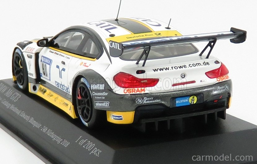 Minichamps BMW radu 6 M6 Gt3 Team Rowe Racing N 98 24h Nurburgring 2018 N.catsburg - R.westbrook - J.edwards - T.blomqvist 1:43 Bielo žltá