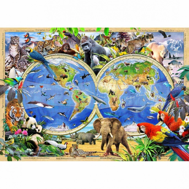 Wooden City dřevěné puzzle - Mapa říše zvířat XL